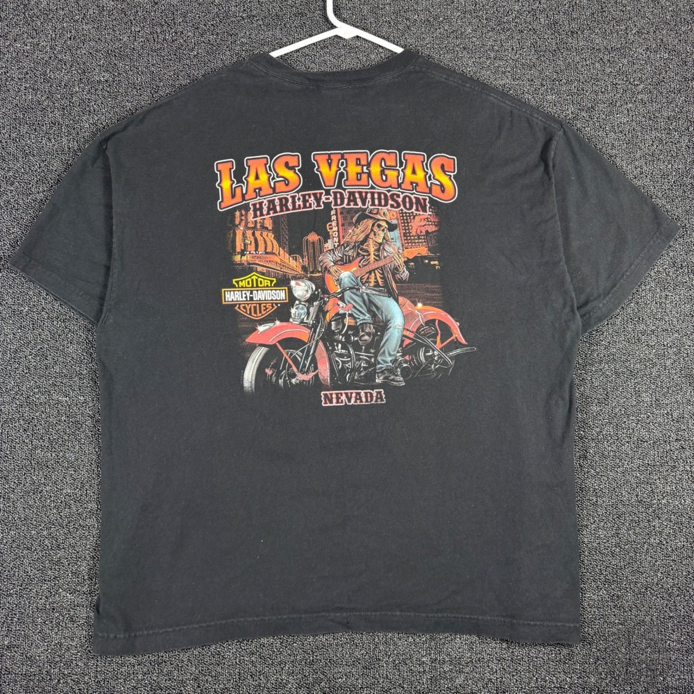 Harley-Davidson Las Vegas Nevada Graphic T-Shirt Black Men's 2XL Skeleton Biker